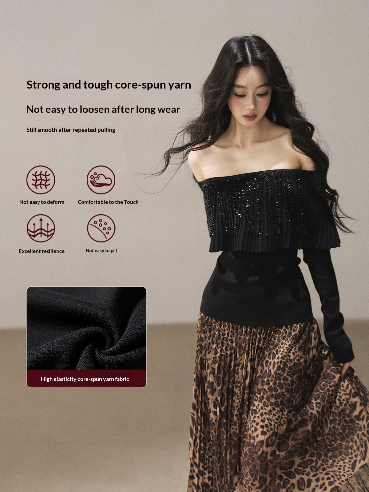 AOMALM - "Beyond the Pleats" One-Shoulder Long-Sleeve Knit Top