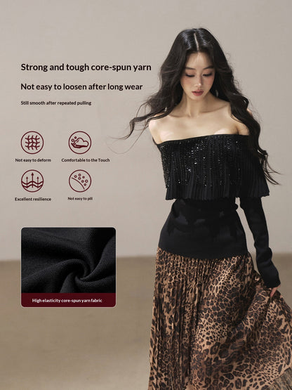 AOMALM - "Beyond the Pleats" One-Shoulder Long-Sleeve Knit Top