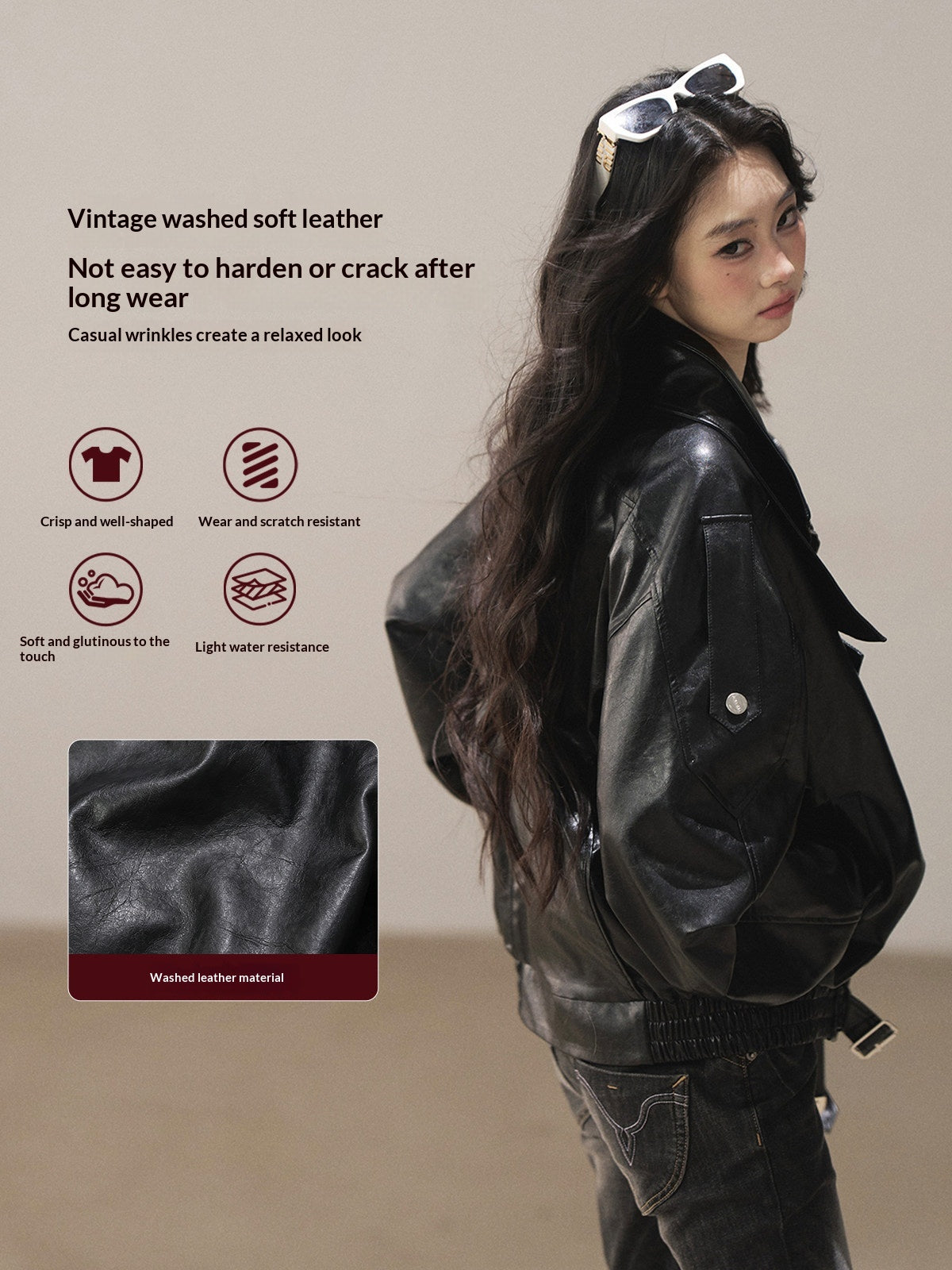 AOMALM - "Solo Journey" Quiet Black Oversized PU Moto Jacket