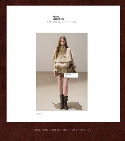 AOMALM - "Through the Oak Grove" Almond Taupe Cape Coat with Drawstring