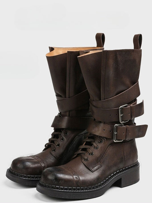 “Mocha Rider” Retro Platform Martin Boots (Brown / Black)