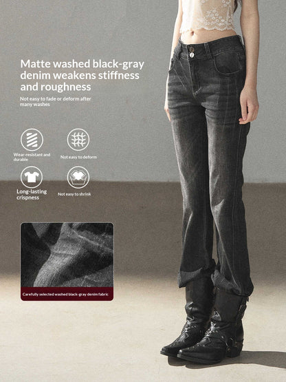 AOMALM - “Her Shoreline” American Vintage Slim Flare Jeans (Rock Black / Vintage Blue)
