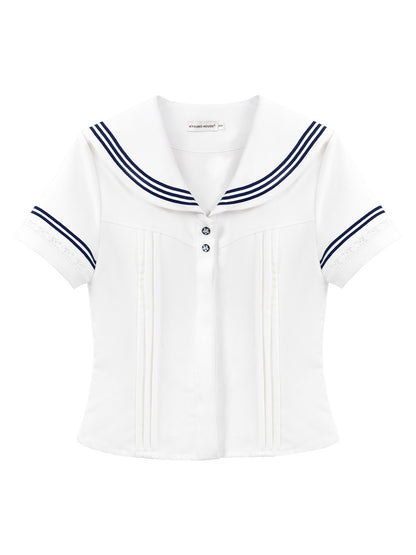 “Pearl Blossom” White Showa-Inspired Sailor Uniform Set