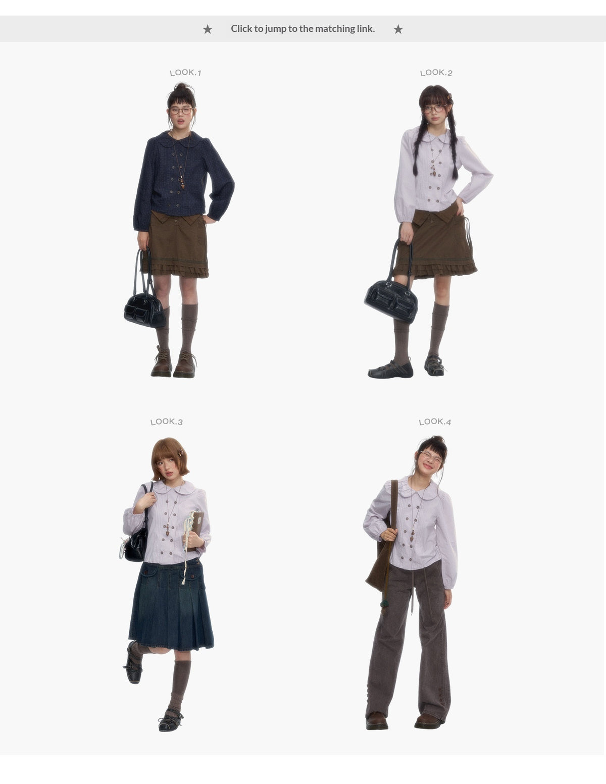 “Academy Melody” Navy Plaid & Dusty Purple Peter Pan Collar Cotton Shirt (Navy Plaid / Dusty Purple)