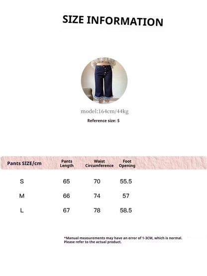 [RF] “Brown Sugar Milk Foam” Blue Vintage Patchwork Faux Two-Piece Cropped Jeans