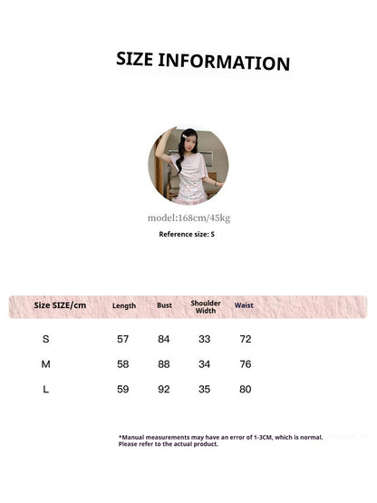 [RF] “Peach Blossom Layers” Peach Pink Striped Floral Print Short-Sleeve T-Shirt