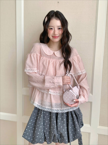 [[RF] “Starlit Twilight” Gray Star Print Bubble A-Line Mini Skirt