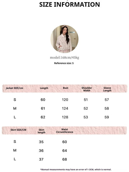 [RF] “Blush Meadow” White & Pink Floral Reversible Jacket and Mini Skirt Set