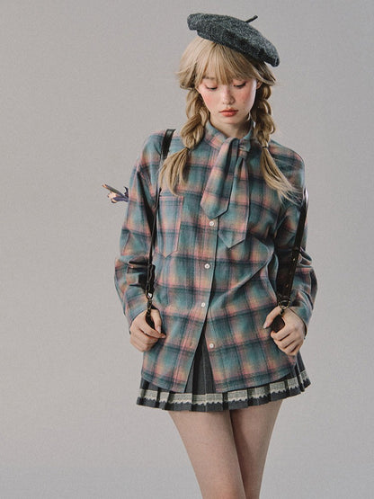 OAKMOO/ "Let Love Flow" Vintage Academy Gray Low-Rise Pleated Mini Skirt