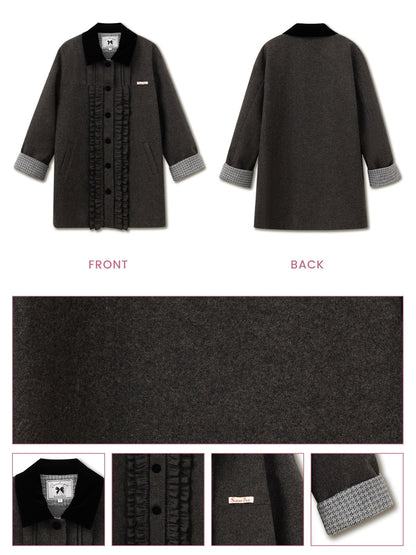 SunsetPark - Intellectual Gray Wool-Blend Herringbone Coat (Intellectual Gray / Khaki Houndstooth)