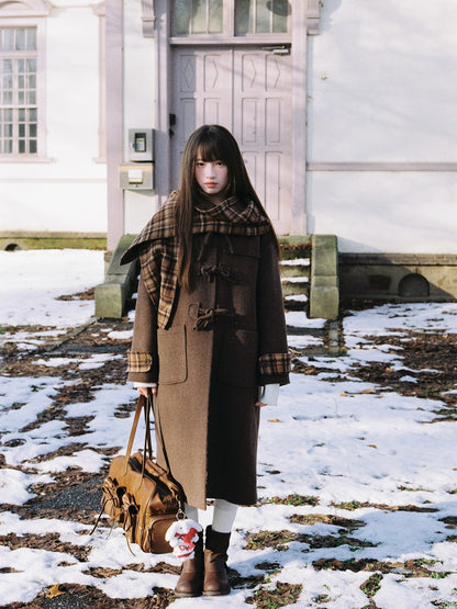 SunsetPark - Vintage Teddy Bear Bow Toggle Wool Coat (Blush Pink / Brown Bear)