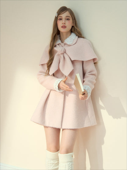 SunsetPark - "Everyday Heiress" Heiress Pink Cape Coat Set (Coat + Detachable Cape)