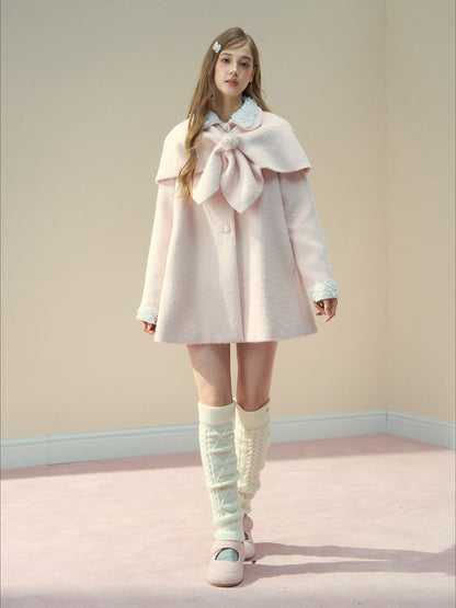 SunsetPark - "Everyday Heiress" Heiress Pink Cape Coat Set (Coat + Detachable Cape)