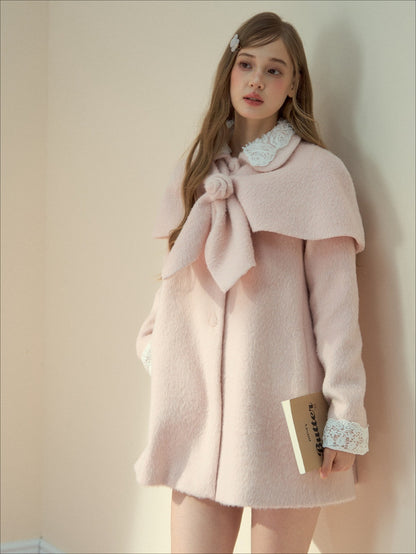 SunsetPark - "Everyday Heiress" Heiress Pink Cape Coat Set (Coat + Detachable Cape)