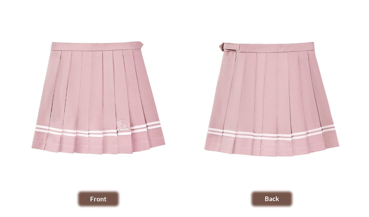 “Melody Blush” Pink Knit Cardigan & Sailor Uniform Set