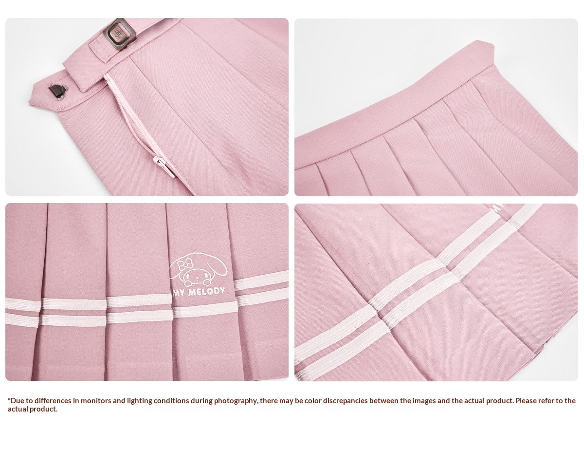 “Melody Blush” Pink Knit Cardigan & Sailor Uniform Set