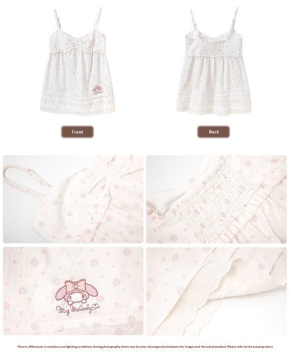 “Melody Blush Garden” Pink Knit Cardigan & Floral Cami Set