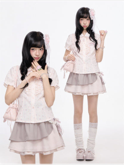 “Melly Melly” Cream & Gray Japanese School Girl Set