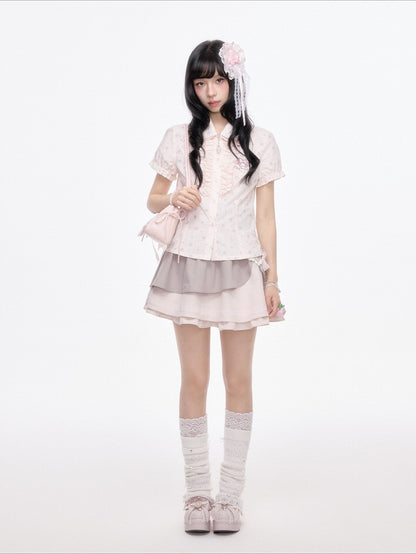 “Melly Melly” Cream & Gray Japanese School Girl Set