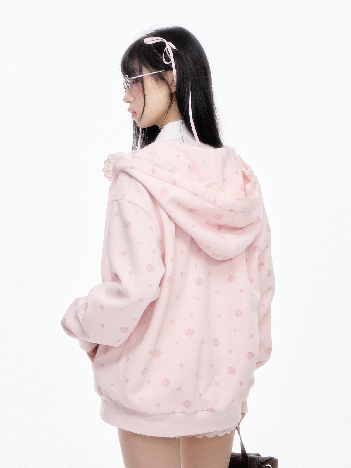 “Daisy Daydream” Pink Floral Oversized Hoodie