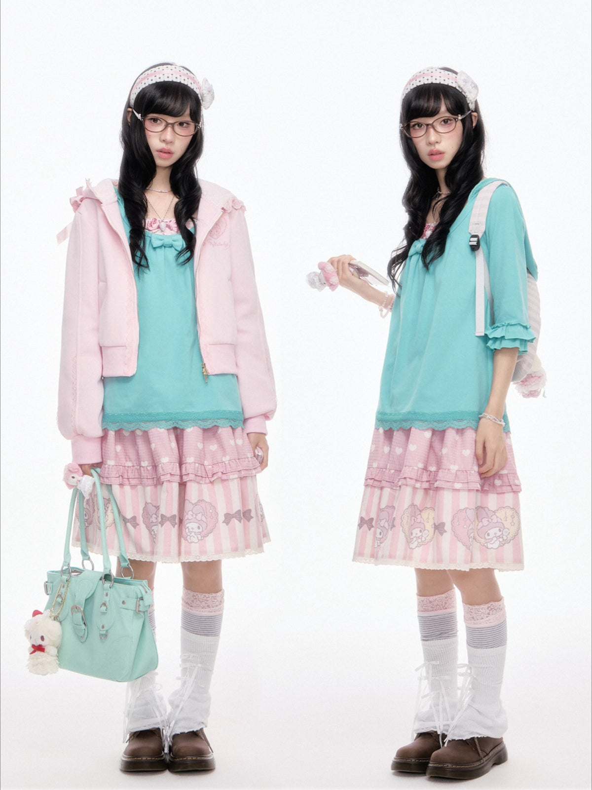“Melody Garden” Mint Green My Melody Ruffle Hoodie Jacket Set