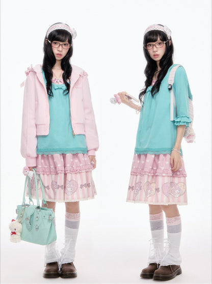 “Melody Garden” Mint Green My Melody Ruffle Hoodie Jacket Set