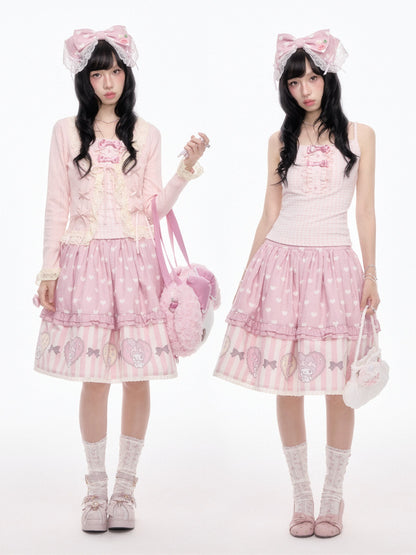 “Pink Dollcore” Pink My Melody Layered Lolita Girl Set
