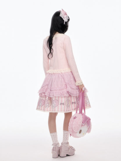 “Pink Dollcore” Pink My Melody Layered Lolita Girl Set
