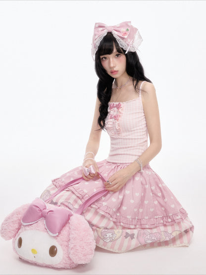 “Pink Dollcore” Pink My Melody Layered Lolita Girl Set