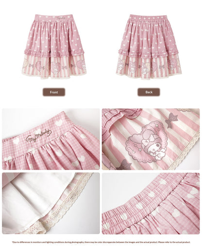 “Pink Dollcore” Pink My Melody Layered Lolita Girl Set