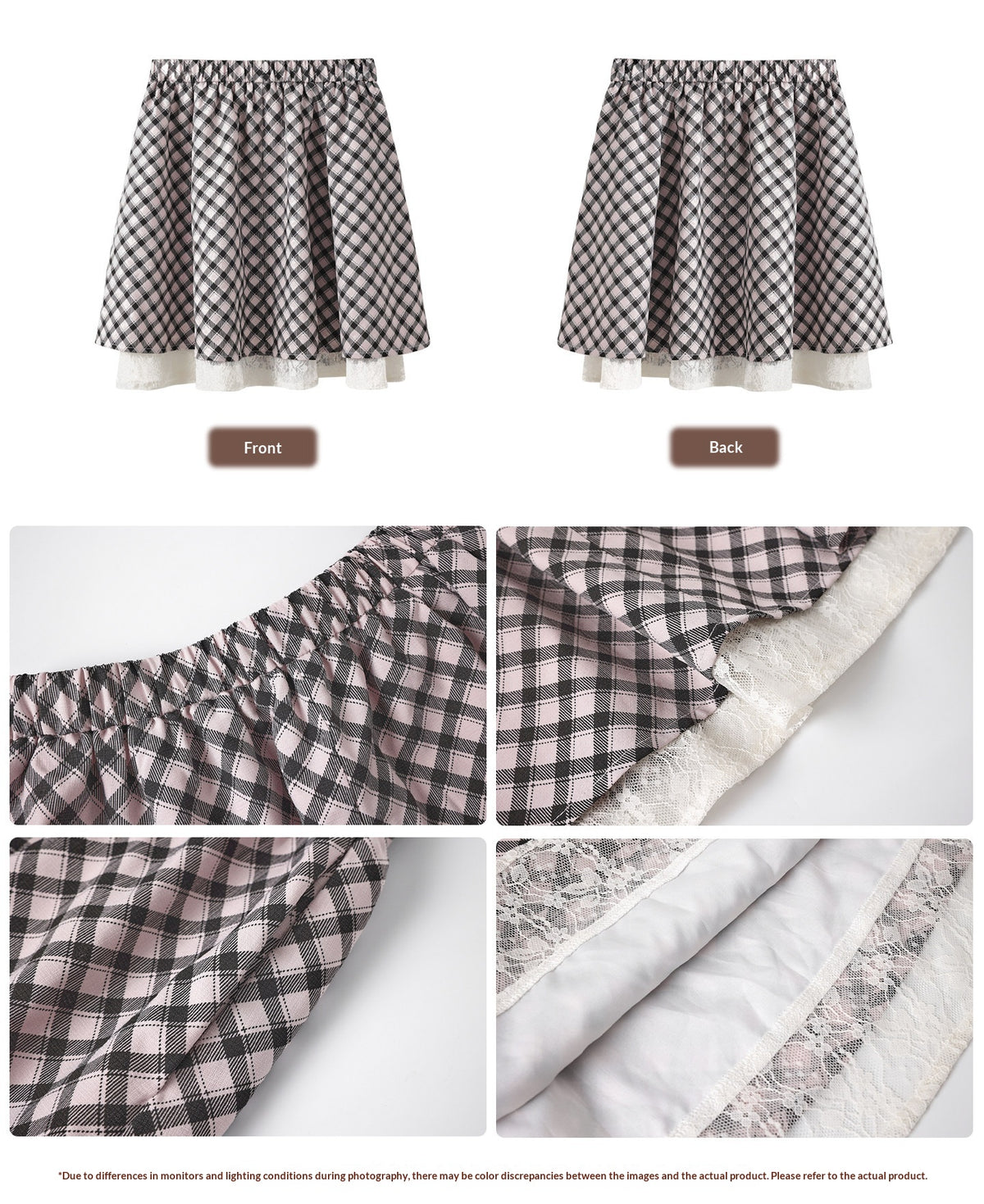 “Melody Academia” Pink Blazer + Blush Pink Shirt + Black & White Plaid Skirt Set