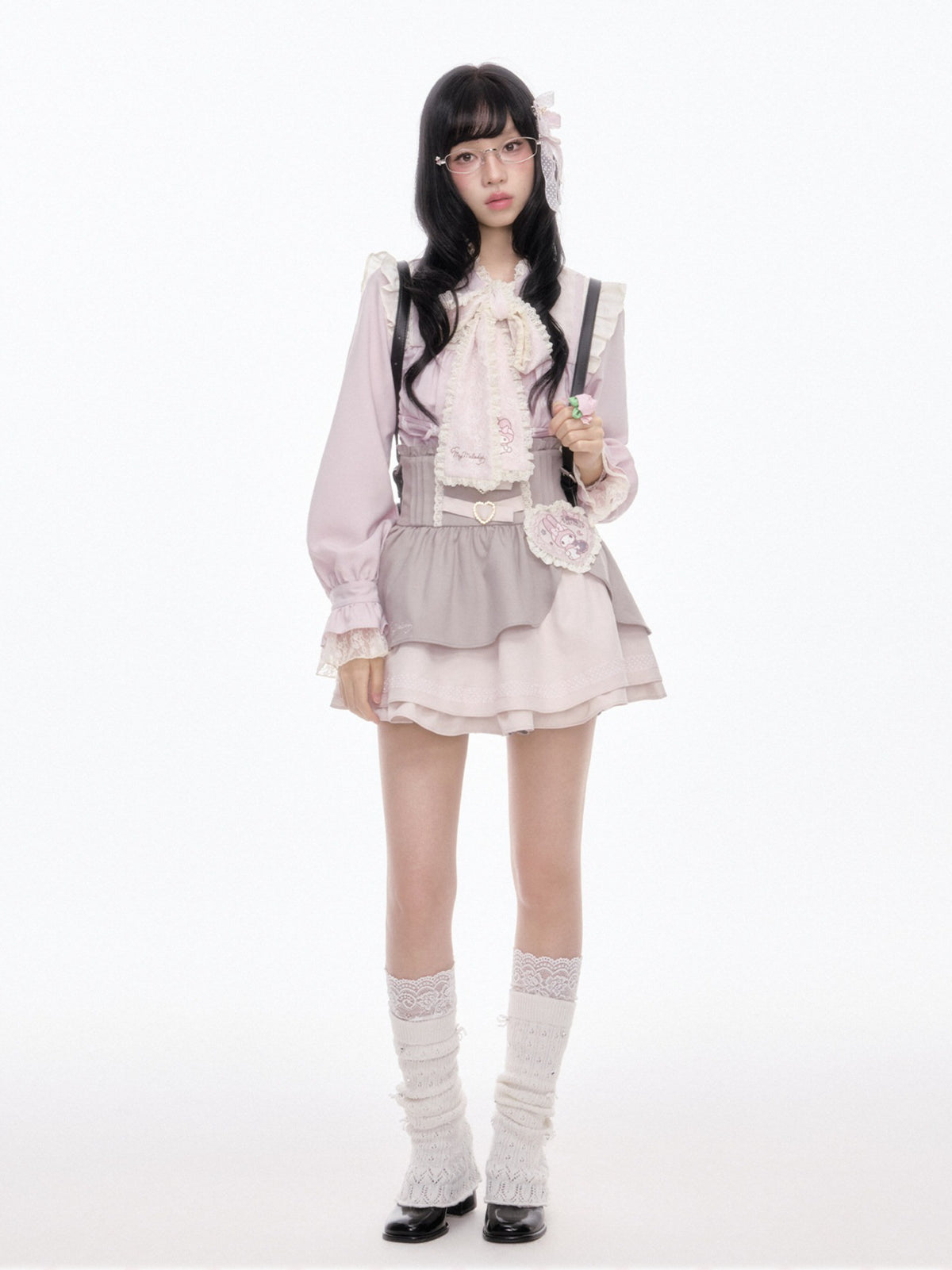 “Melody Mark!” Pink Shirt + Tiered Skirt + Bloomers Set