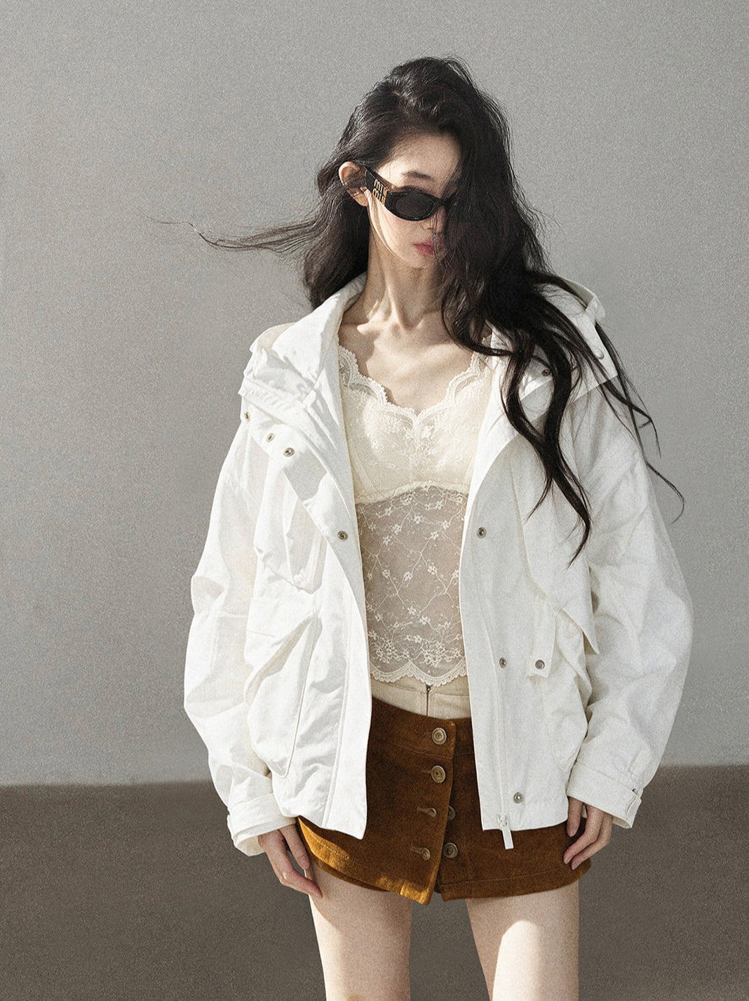 AOMALM - "Where the Wind Rests" Frost White Korean Utility Outdoor Hiking Jacket