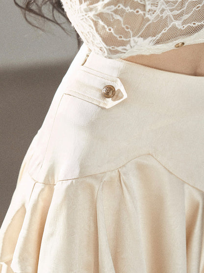 AOMALM - "Ginkgo & Evening Breeze" Dutch Cream French Satin Skirt