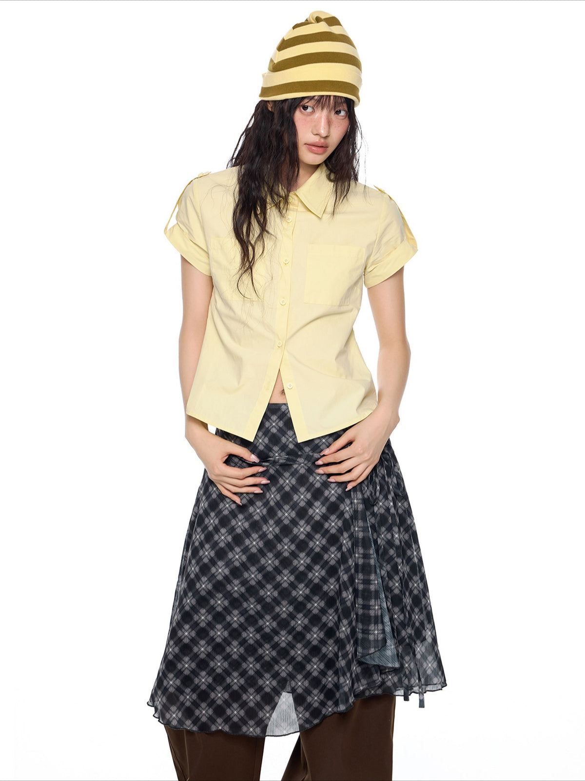 EZEK | Gingham Check Short Sleeve Shirt with Adjustable Sleeves