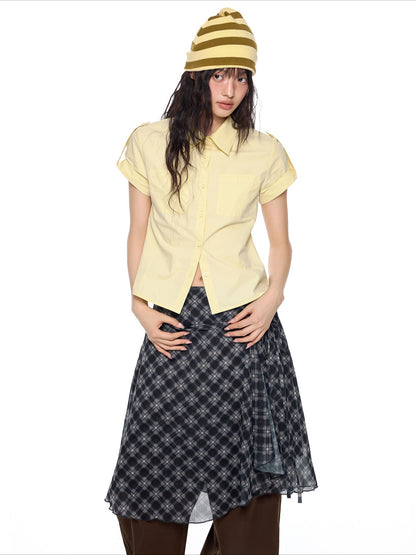 EZEK | Gingham Check Short Sleeve Shirt with Adjustable Sleeves