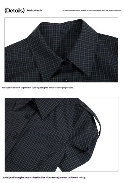 EZEK | Gingham Check Short Sleeve Shirt with Adjustable Sleeves