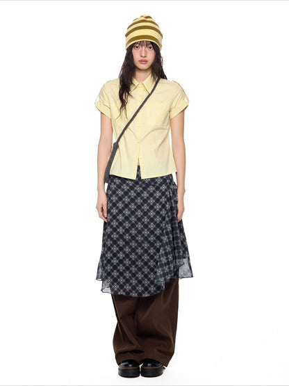 EZEK | Gingham Check Short Sleeve Shirt with Adjustable Sleeves