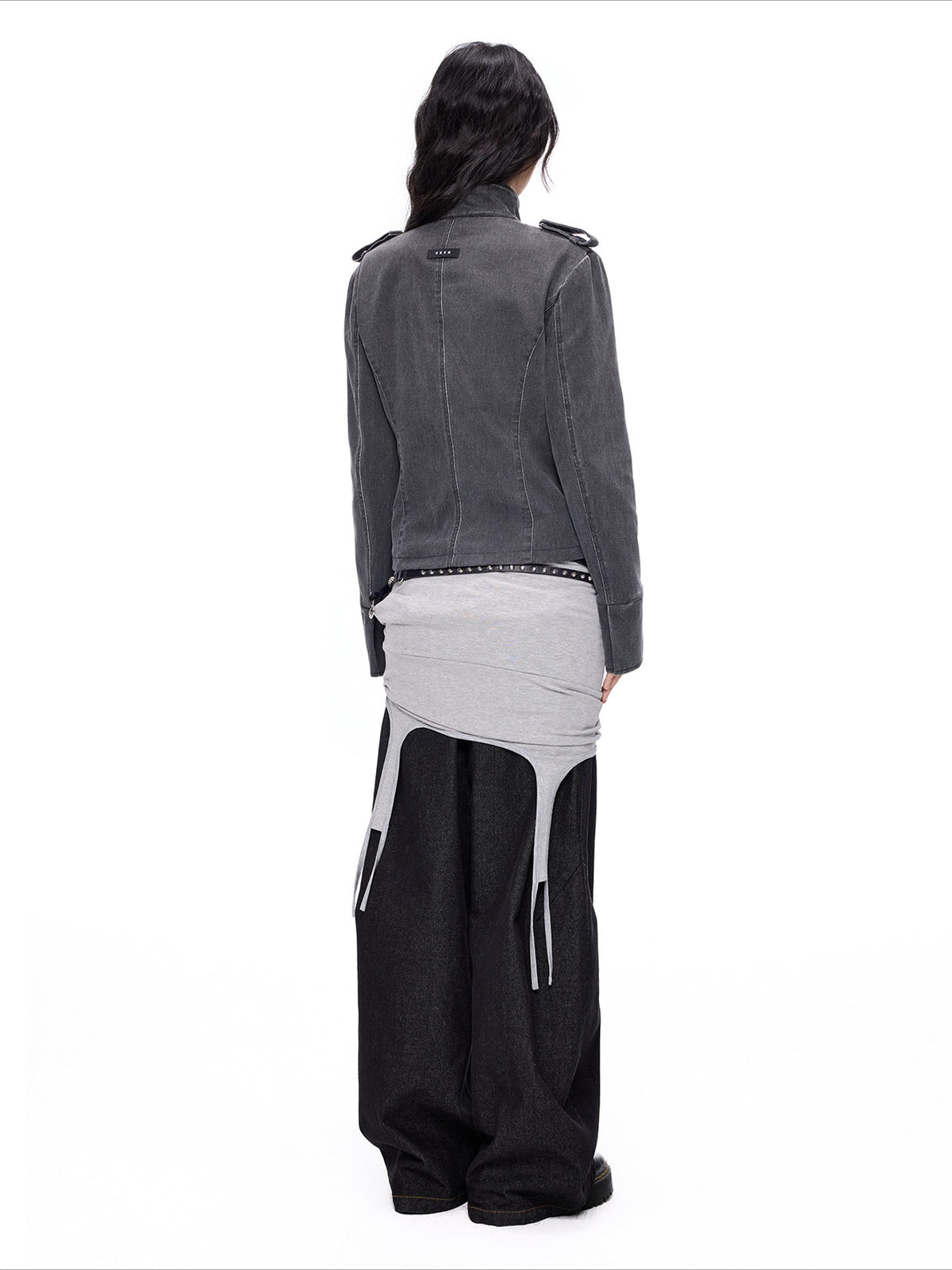 EZEK | Vintage Wash Napoleon Denim Jacket (Brown / Black)