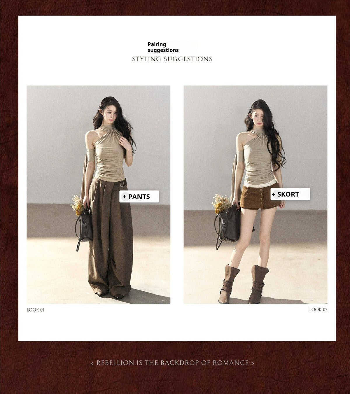 AOMALM - Halter Neck Off-Shoulder Cropped Tee in Milk Tea