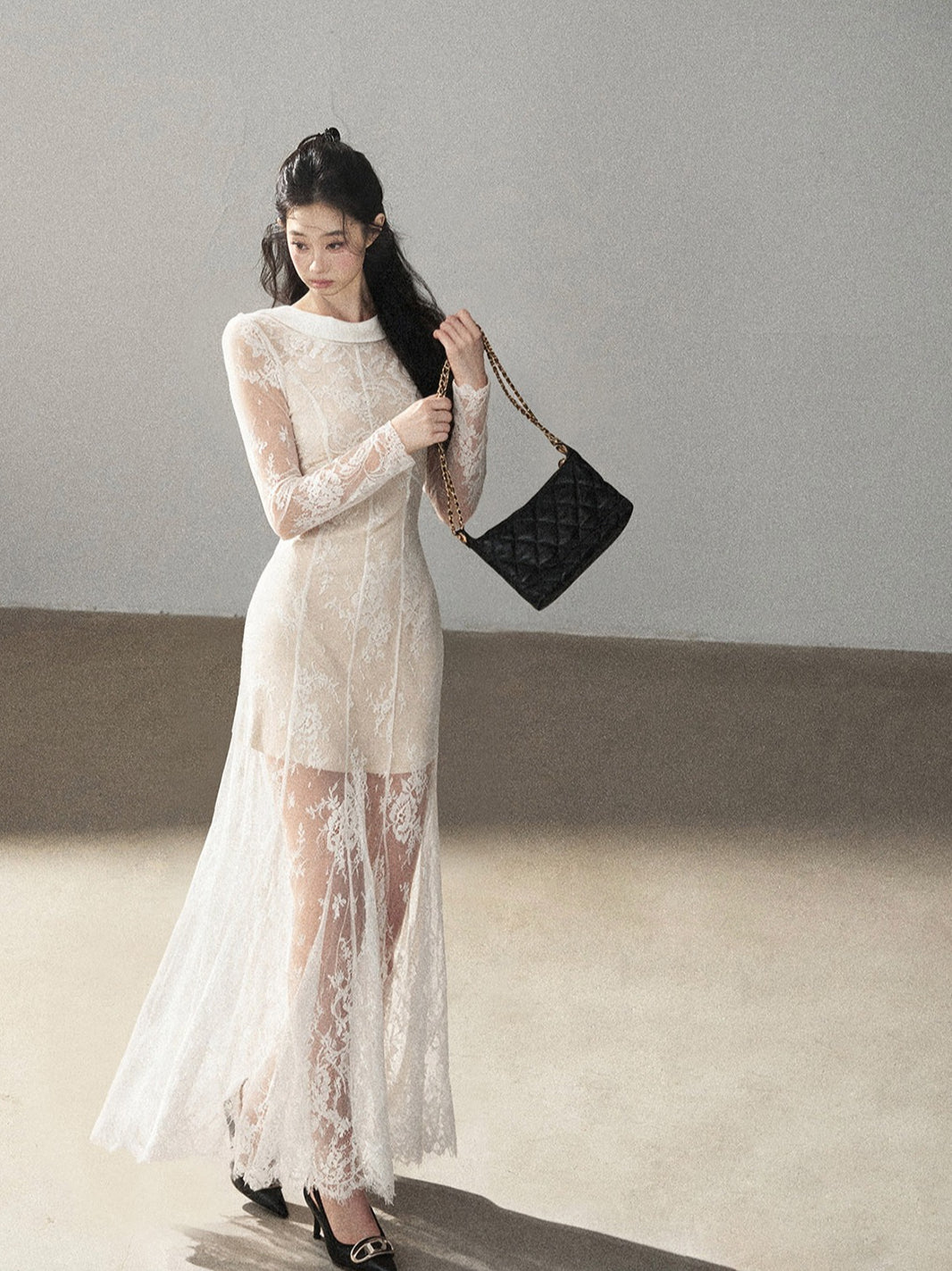 AOMALM - Moonlight White Backless Lace Maxi Dress