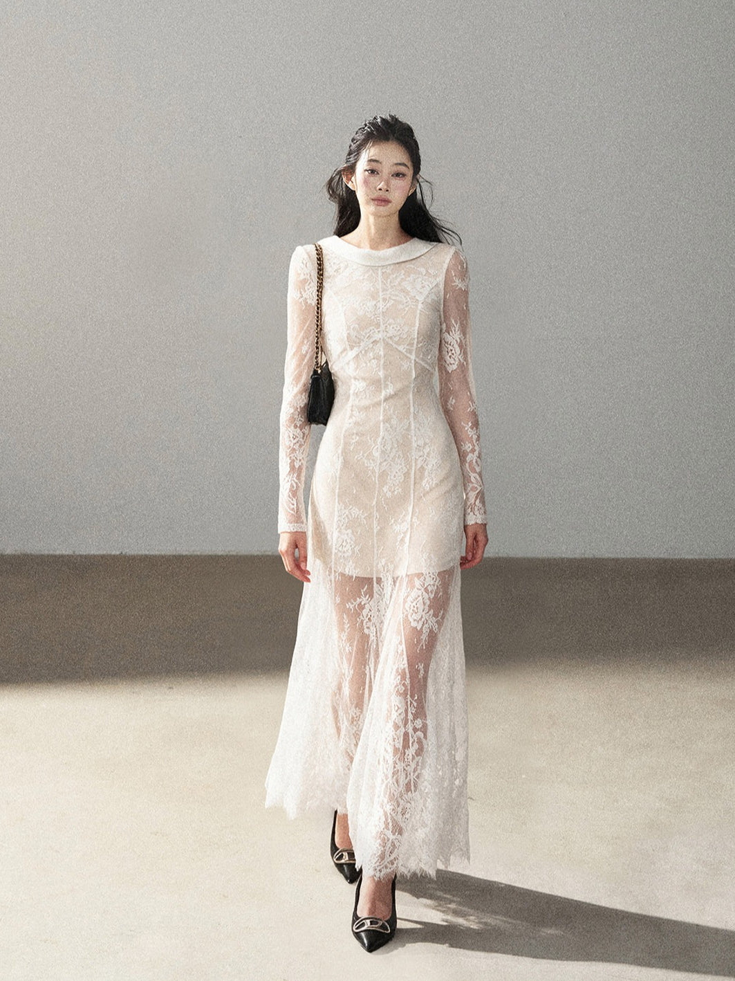 AOMALM - Moonlight White Backless Lace Maxi Dress