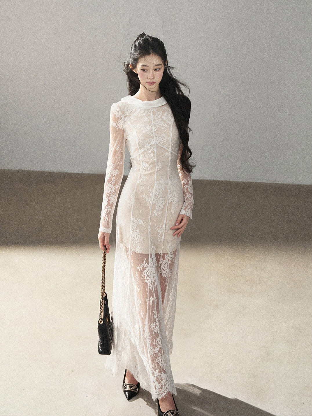AOMALM - Moonlight White Backless Lace Maxi Dress