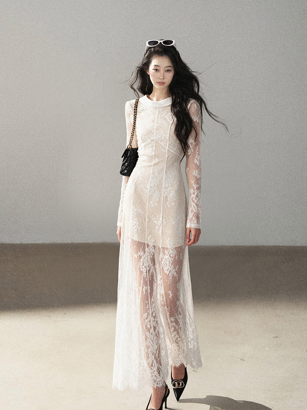 AOMALM - Moonlight White Backless Lace Maxi Dress