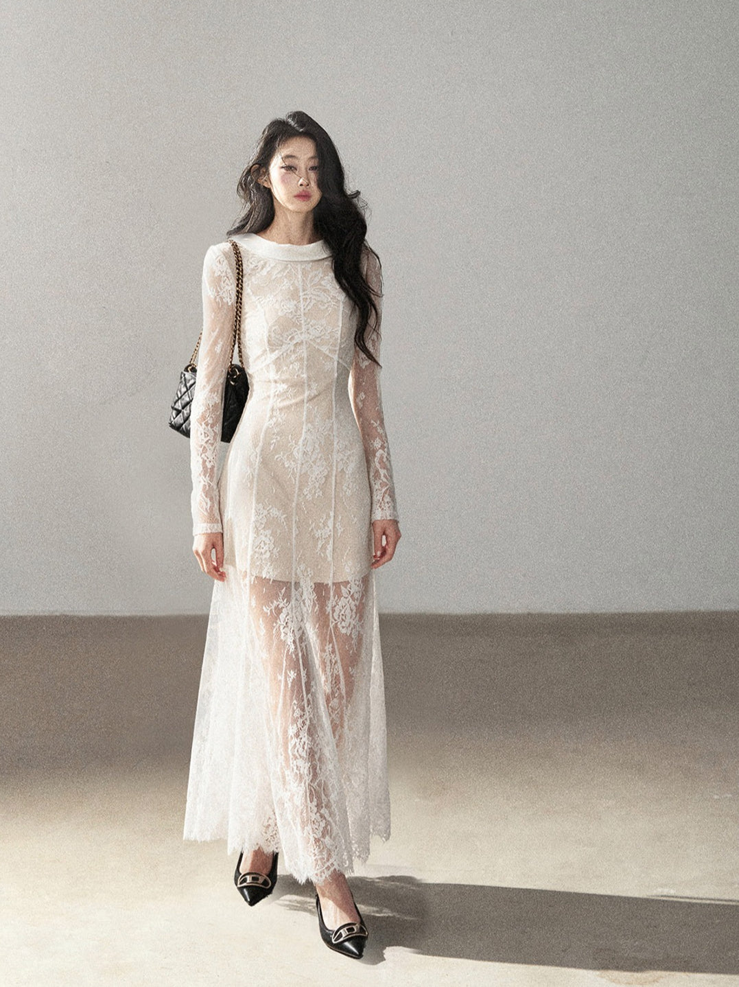 AOMALM - Moonlight White Backless Lace Maxi Dress
