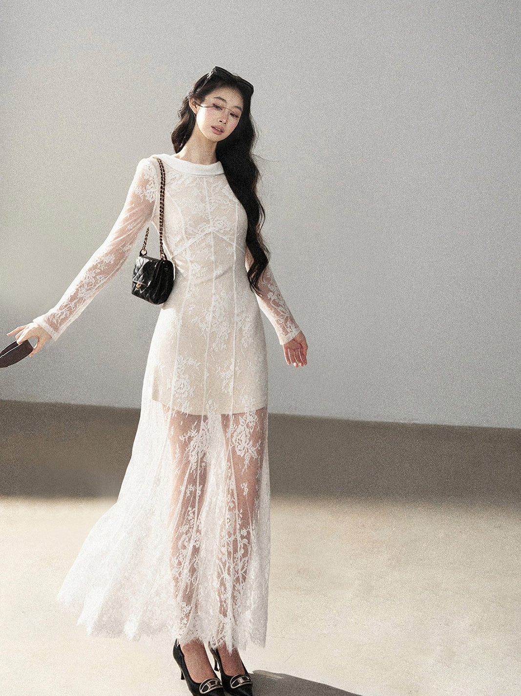 AOMALM - Moonlight White Backless Lace Maxi Dress