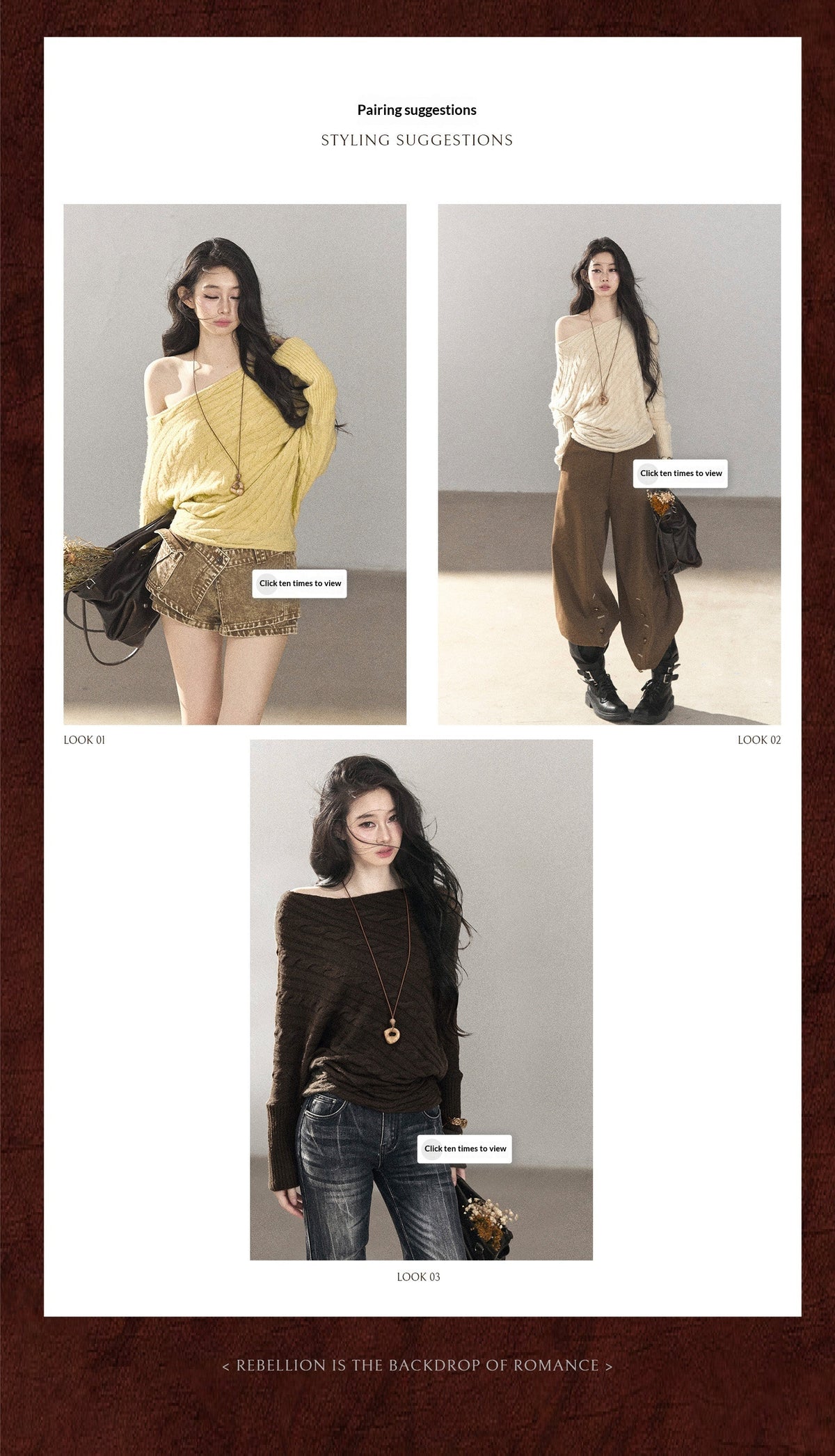 AOMALM - Rich Cocoa Off-Shoulder Cable Knit Sweater with Long Cuffs