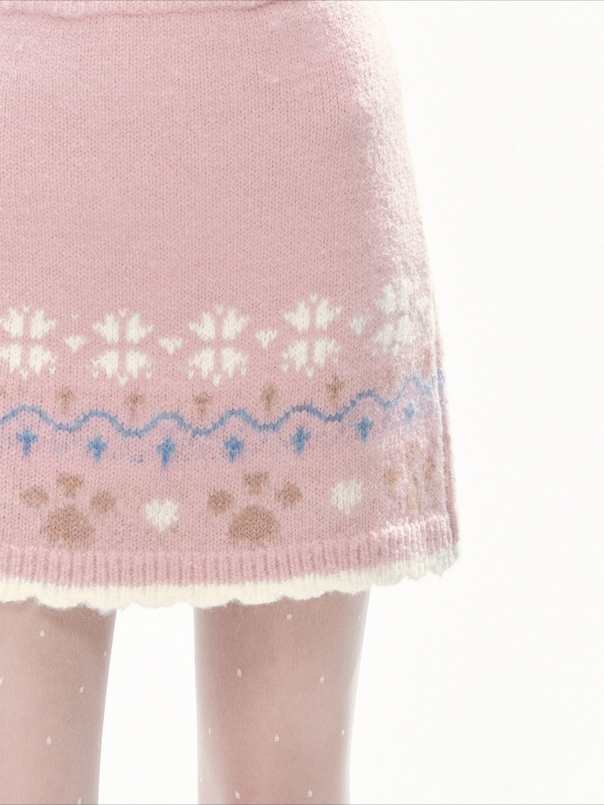 [CAN] Puppy Fair Isle Knit Sweater & Skirt Set (Gray / Pink)