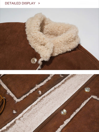 ASGONY - Brown Reversible Suede Faux Shearling Drawstring Vest