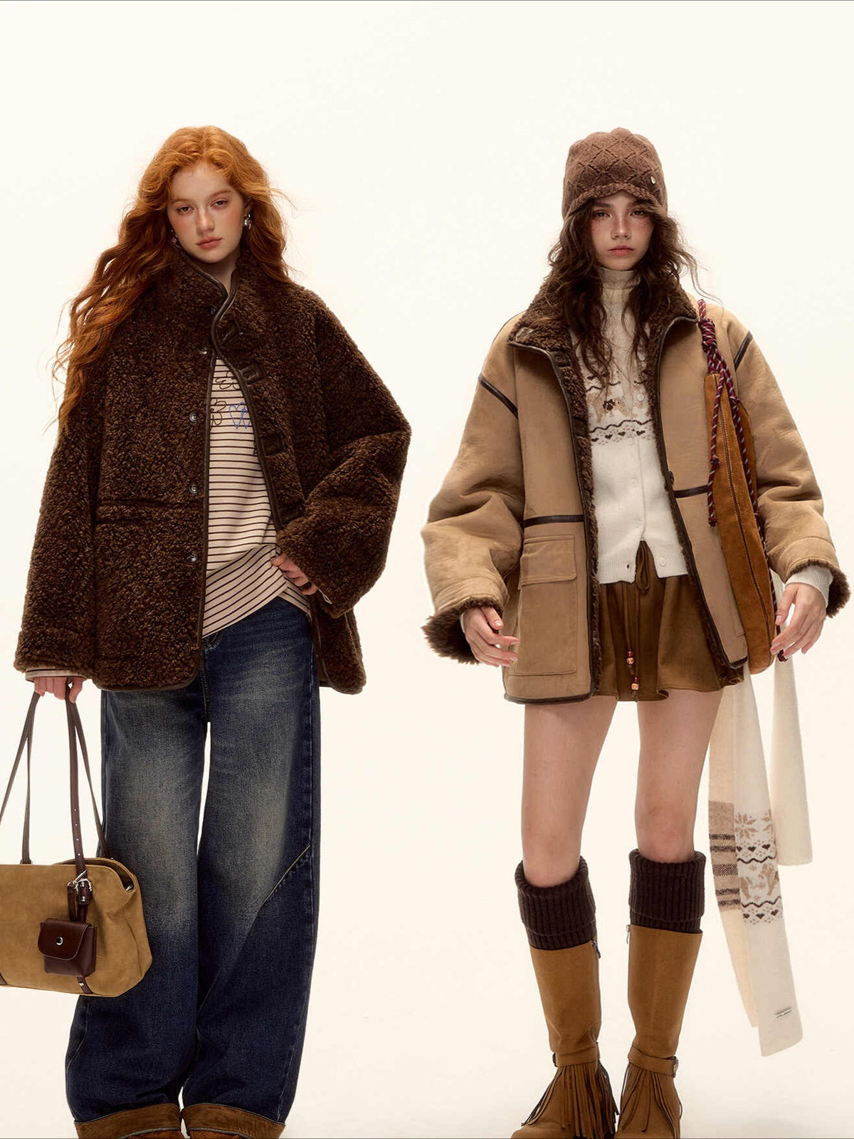 ASGONY - Brown Reversible Suede & Faux Shearling Jacket